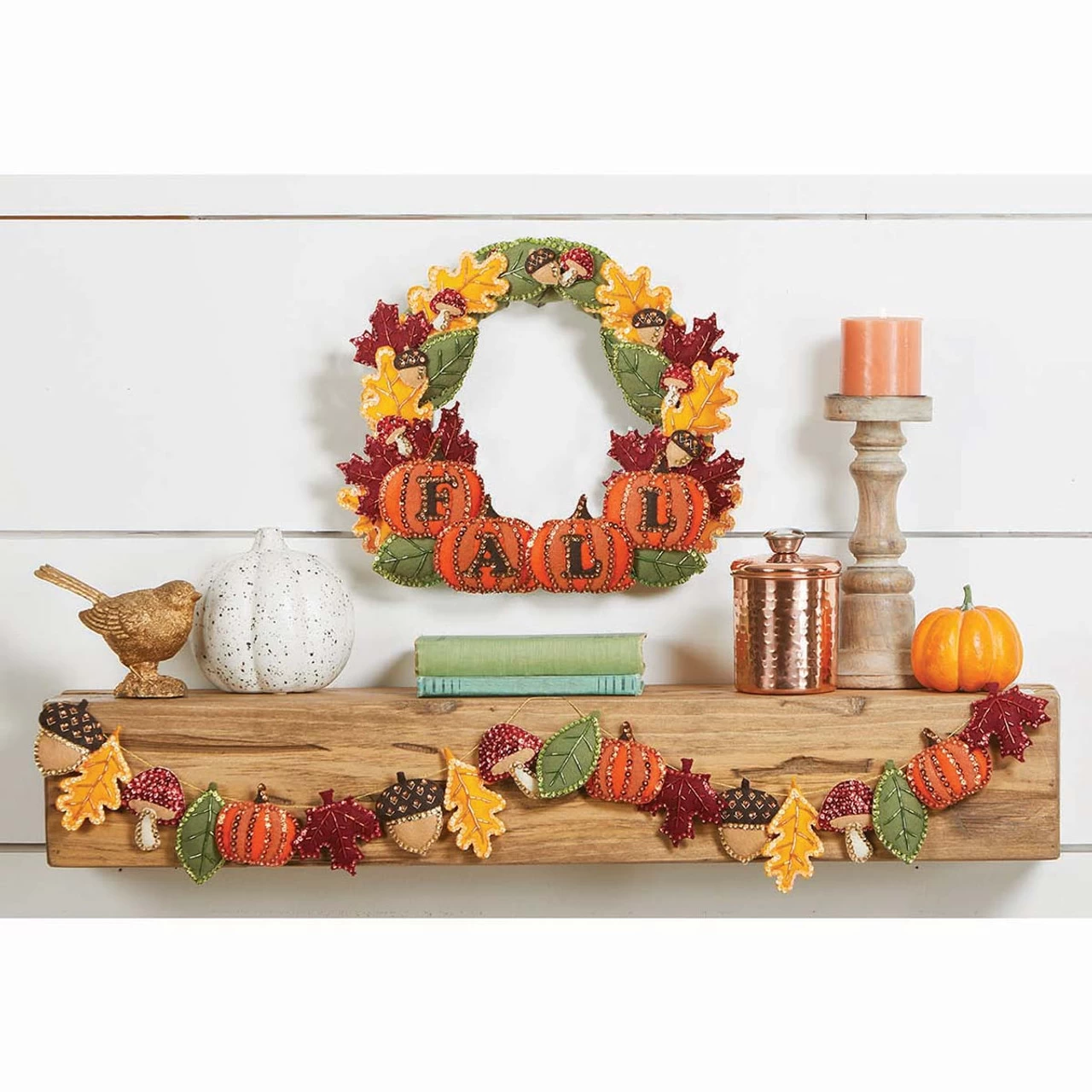 Herrschners Colors Of Fall Wreath & Garland, Set Of 2 Felt & Sequin Kit 3 Herrschners Colors Of Fall Wreath & Garland, Set Of 2 Felt & Sequin Kit