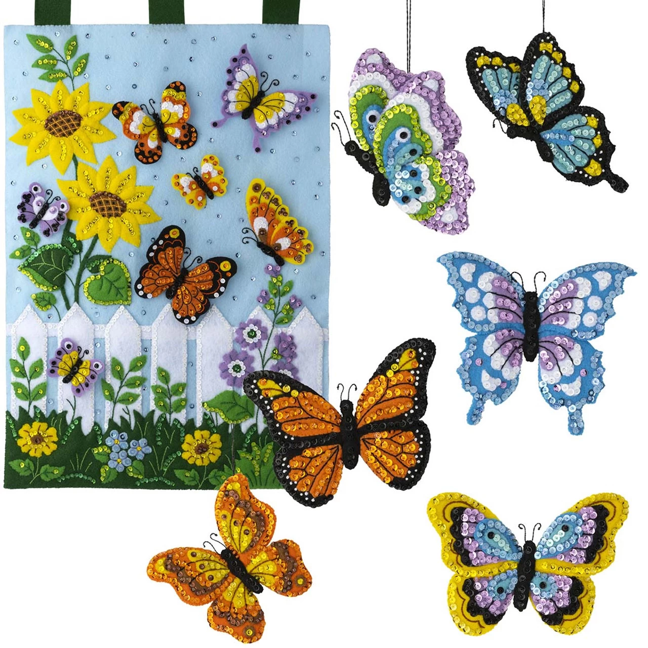 Bucilla Butterfly Garden Kits, Set Of 2 Felt & Sequin Kit 3 Bucilla Butterfly Garden Kits, Set Of 2 Felt & Sequin Kit