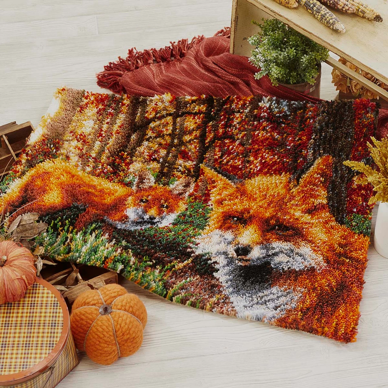 Herrschners Woodland Foxes Latch Hook Kit 4 Herrschners Woodland Foxes Latch Hook Kit - Image 2