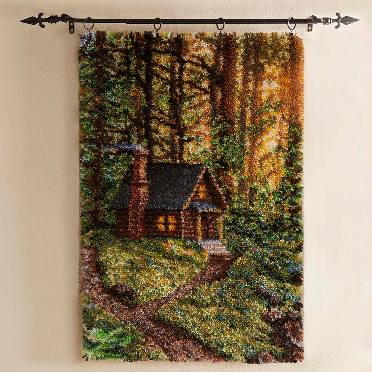 Herrschners Forest Dawn Cabin Latch Hook Kit 3 Herrschners Forest Dawn Cabin Latch Hook Kit