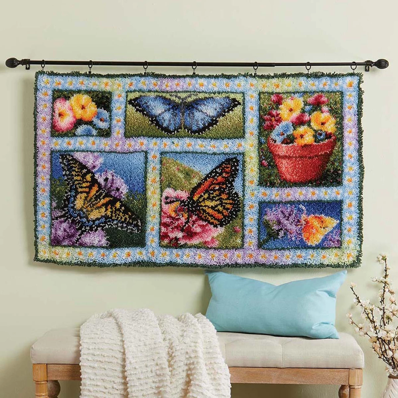 Herrschners Butterfly Floral Montage Latch Hook Kit 4 Herrschners Butterfly Floral Montage Latch Hook Kit - Image 2