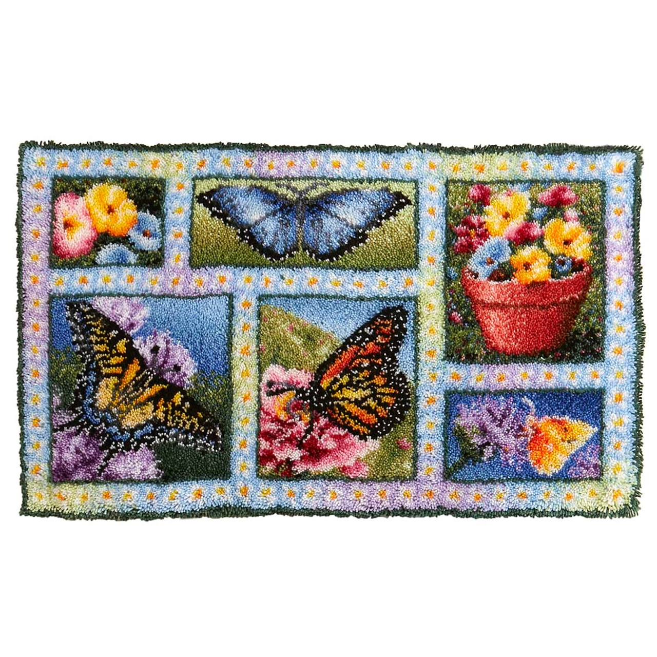 Herrschners Butterfly Floral Montage Latch Hook Kit 3 Herrschners Butterfly Floral Montage Latch Hook Kit