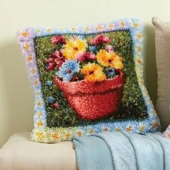 Herrschners Pansy Floral Pillow Latch Hook Kit