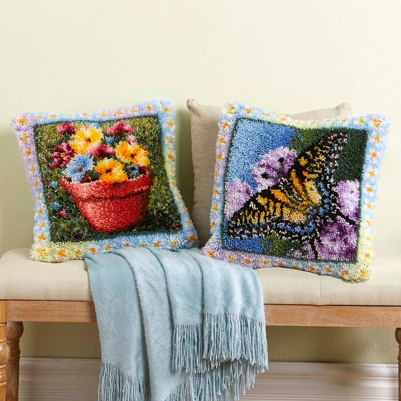 Herrschners Butterfly & Pansy, Set Of 2 Latch Hook Kit 3 Herrschners Butterfly & Pansy, Set Of 2 Latch Hook Kit