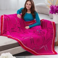 Red Heart Love My Valentine Throw Crochet Kit