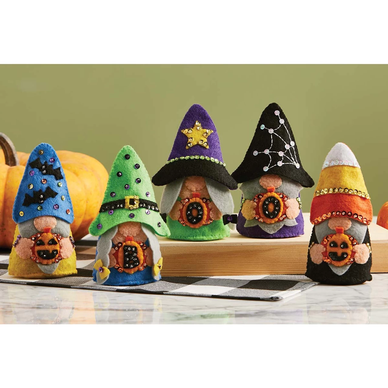 Felt Street Spooky Gnomies Shelf Sitters Felt & Sequin Kit 3 Felt Street Spooky Gnomies Shelf Sitters Felt & Sequin Kit