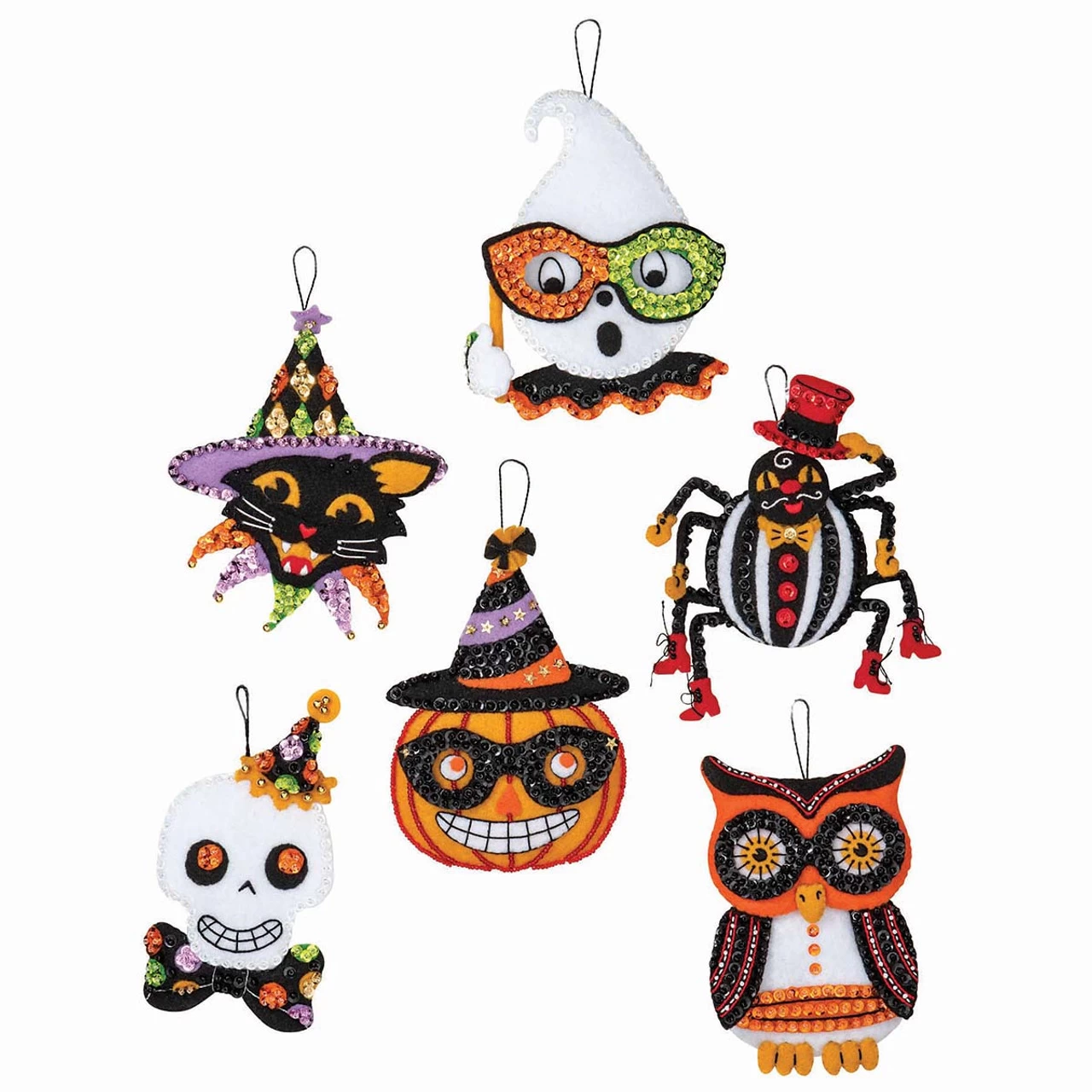 Bucilla Vintage Halloween Felt & Sequin Kit 3 Bucilla Vintage Halloween Felt & Sequin Kit