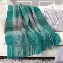 Herrschners Stormy Skies Plaid Blanket Crochet Kit