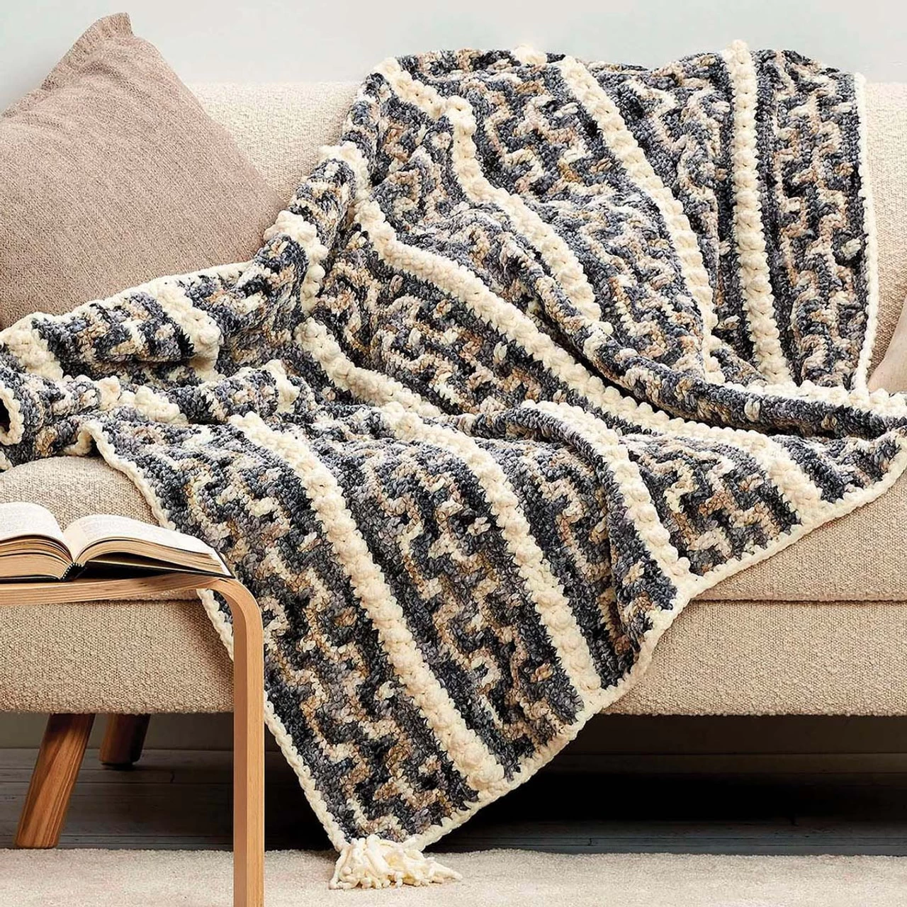 Bernat Snow-Capped Mosaic Stitch Blanket Crochet Kit 3 Bernat Snow-Capped Mosaic Stitch Blanket Crochet Kit