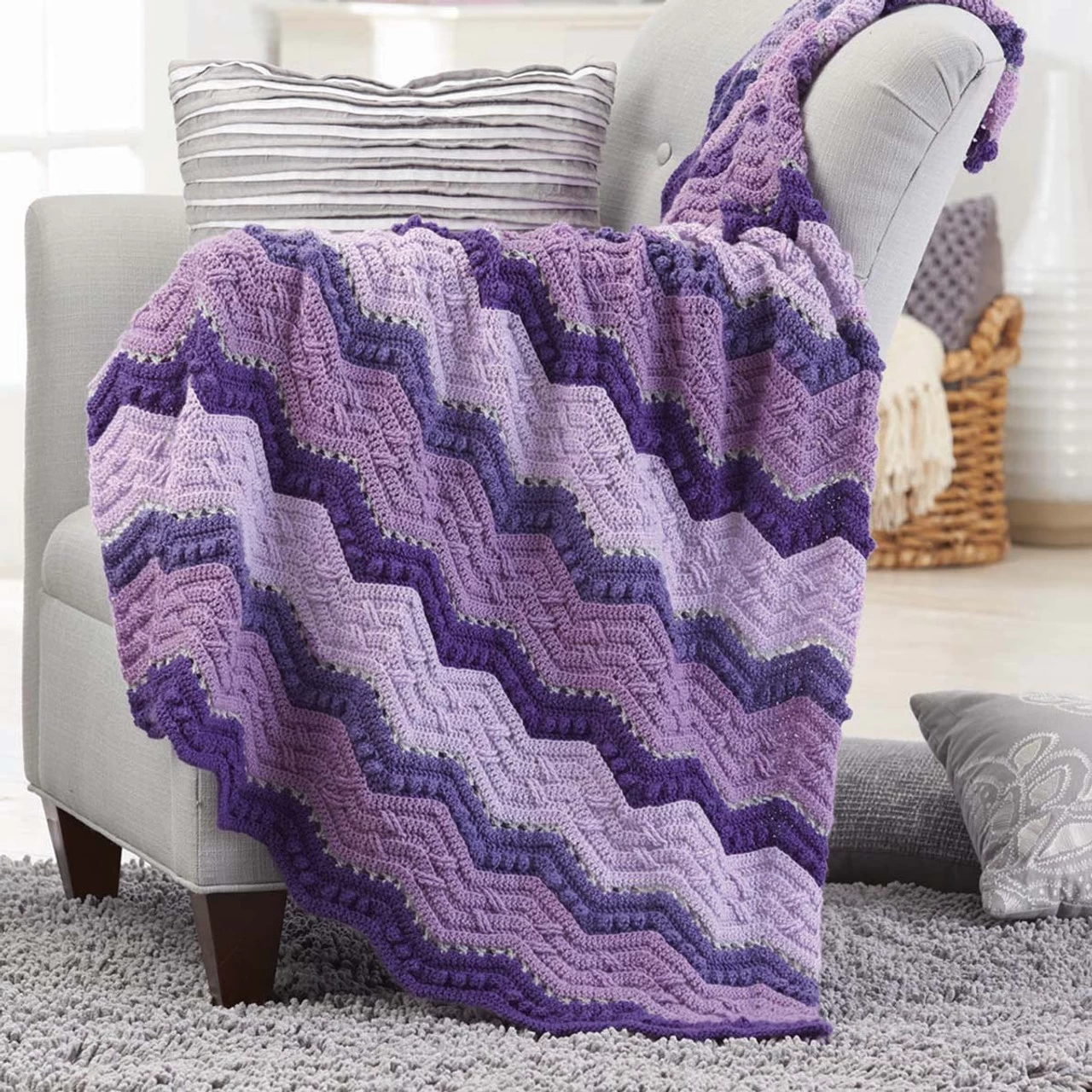 Herrschners Lavender & Lilac Crochet Afghan Kit 2 Herrschners Lavender & Lilac Crochet Afghan Kit