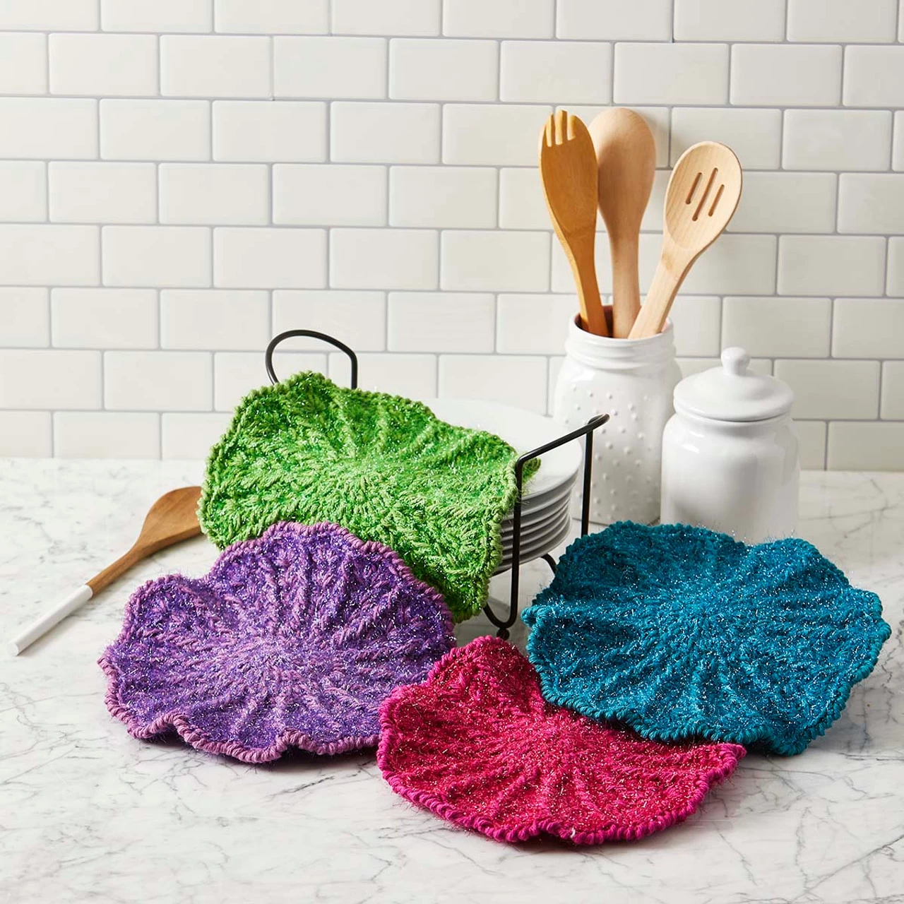 Herrschners Bejeweled Scrubby Washcloths Crochet Kit 3 Herrschners Bejeweled Scrubby Washcloths Crochet Kit