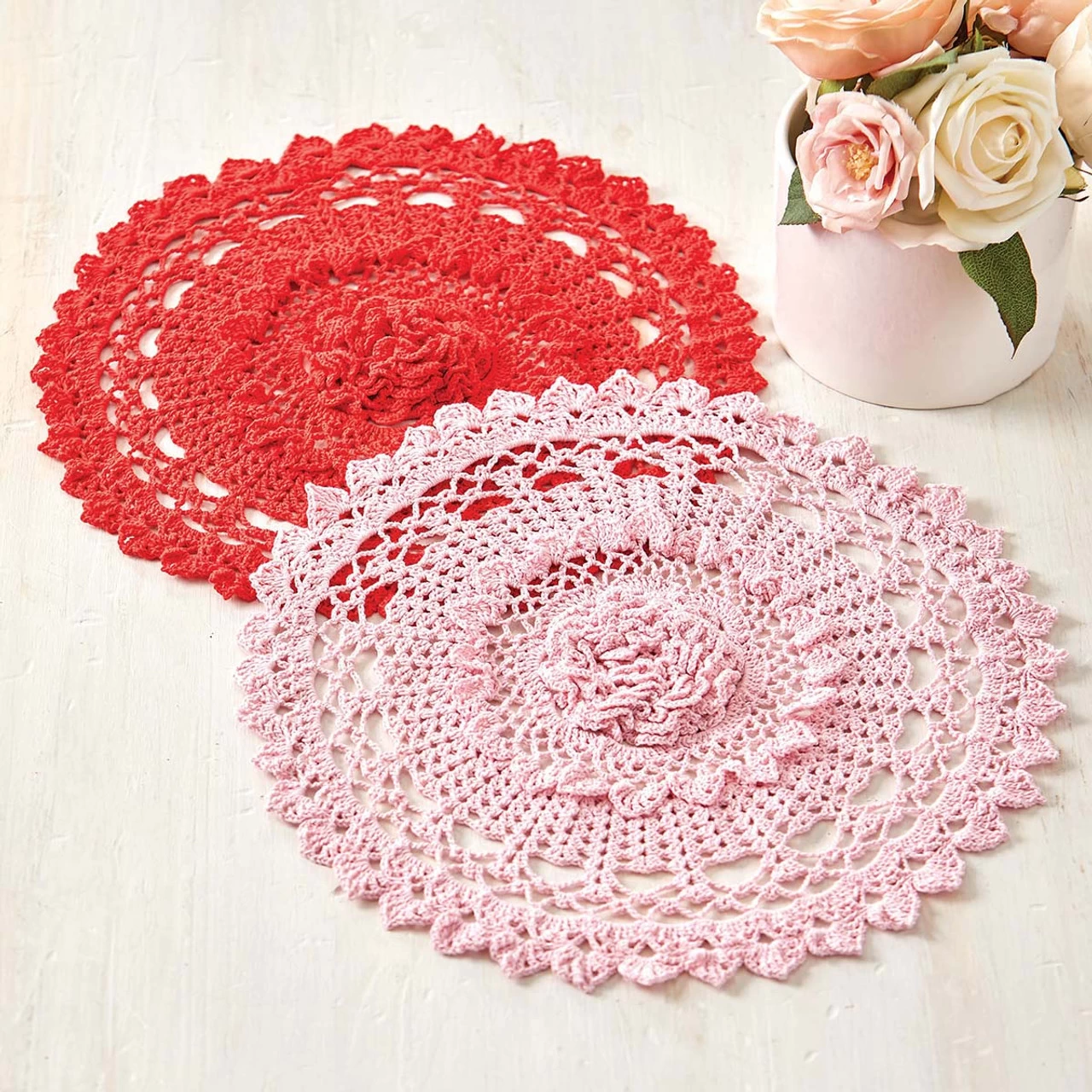 Herrschners Ravishing Rose Doilies Yarn Kit 3 Herrschners Ravishing Rose Doilies Yarn Kit