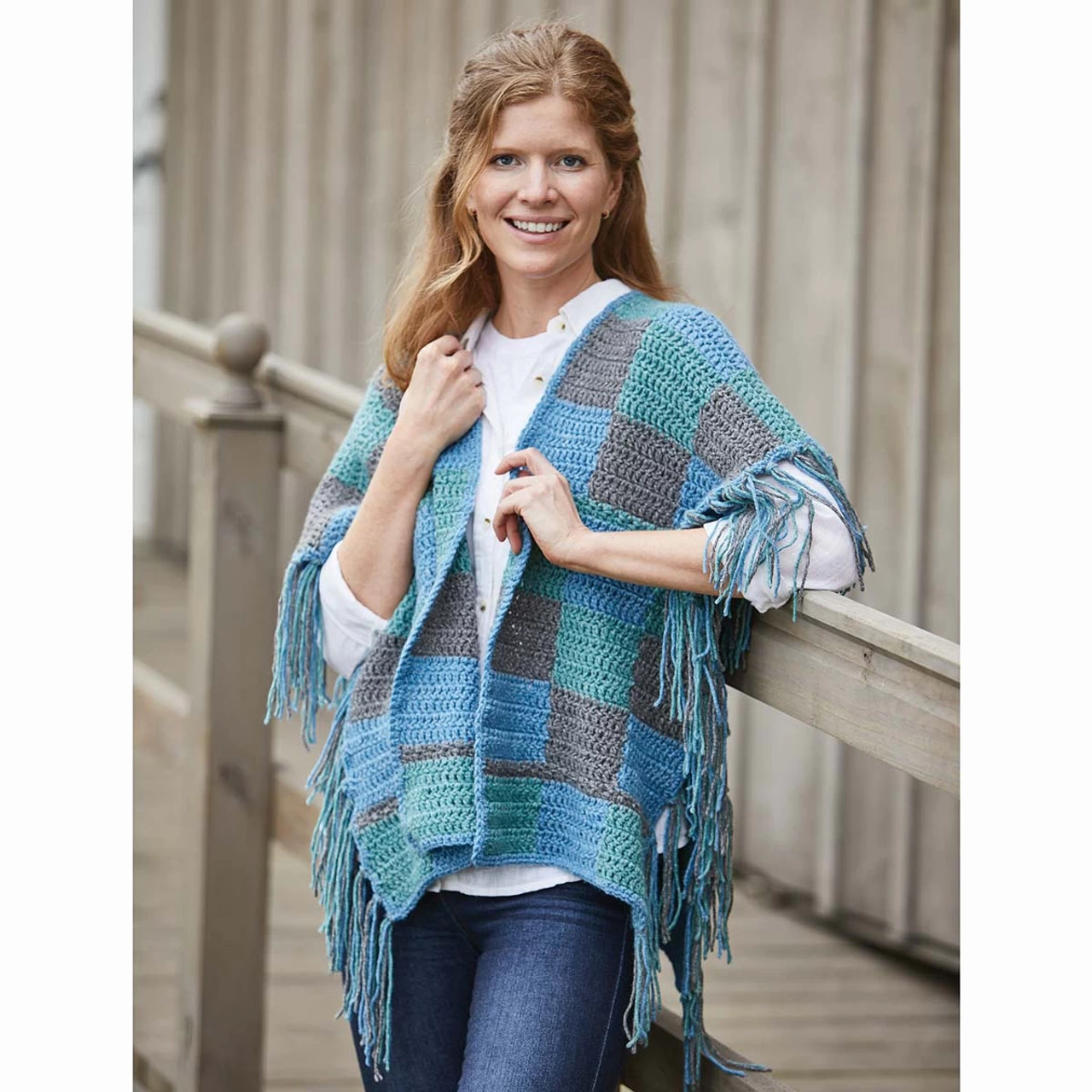 Herrschners Plaid Ruana Crochet Kit 3 Herrschners Plaid Ruana Crochet Kit