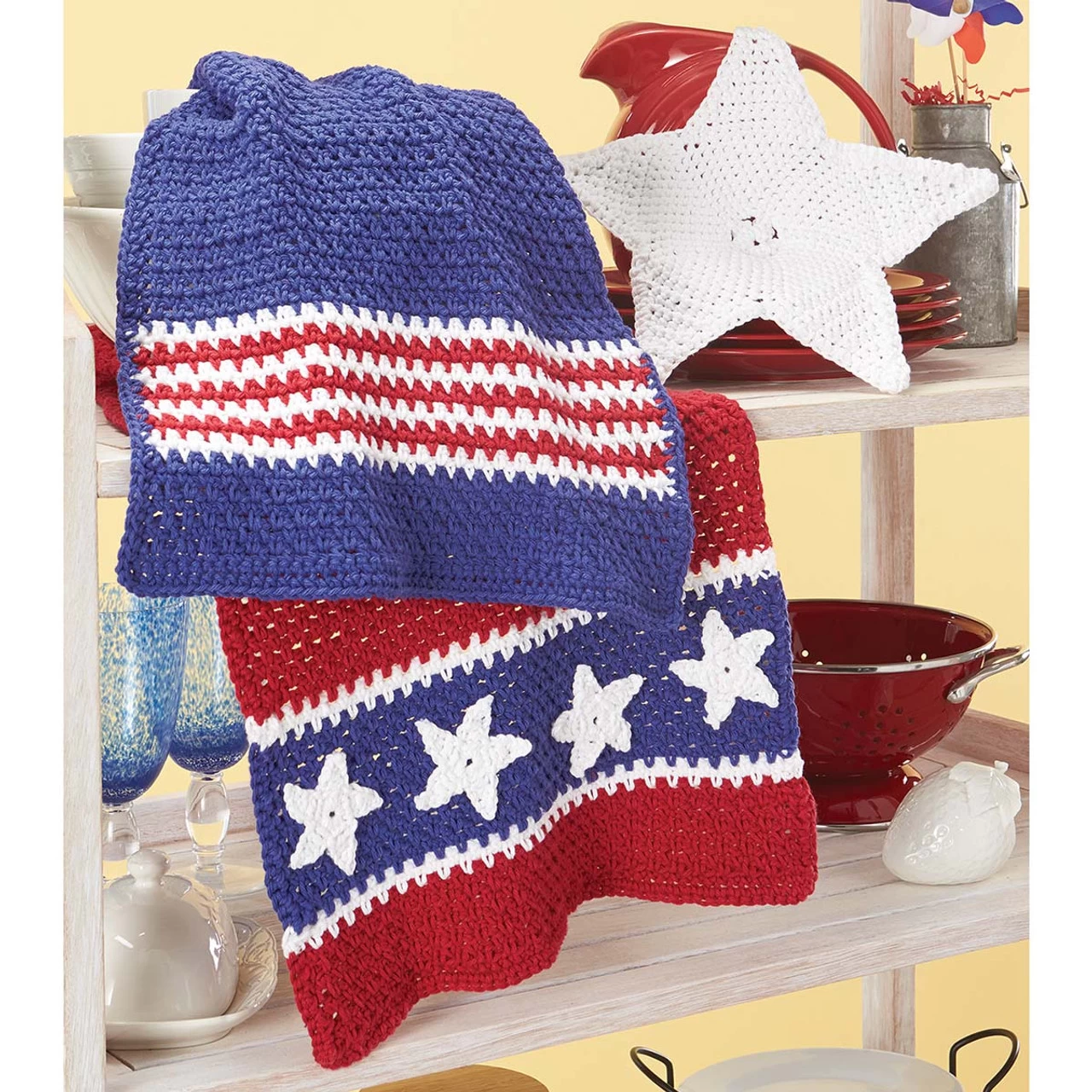 Village Yarn Patriotic Kitchen Towels & Stars Dishcloth Set Crochet Kit 3 Village Yarn Patriotic Kitchen Towels & Stars Dishcloth Set Crochet Kit