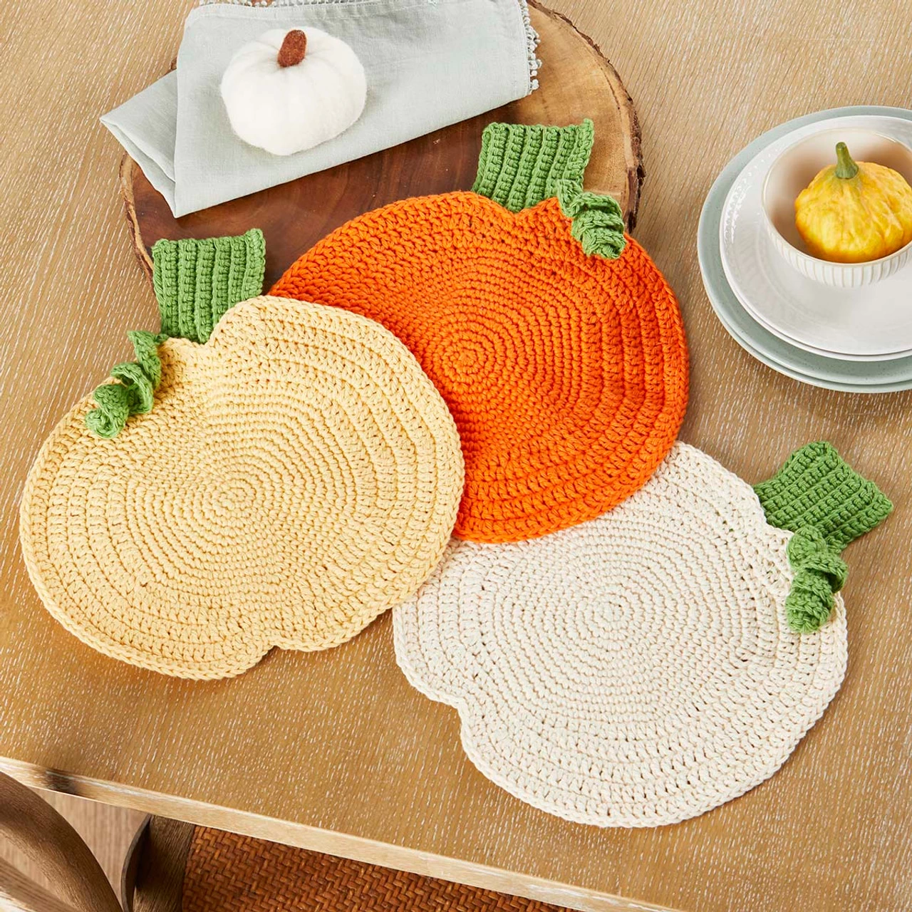 Herrschners Pumpkin Trio Dishcloths Crochet Kit 3 Herrschners Pumpkin Trio Dishcloths Crochet Kit