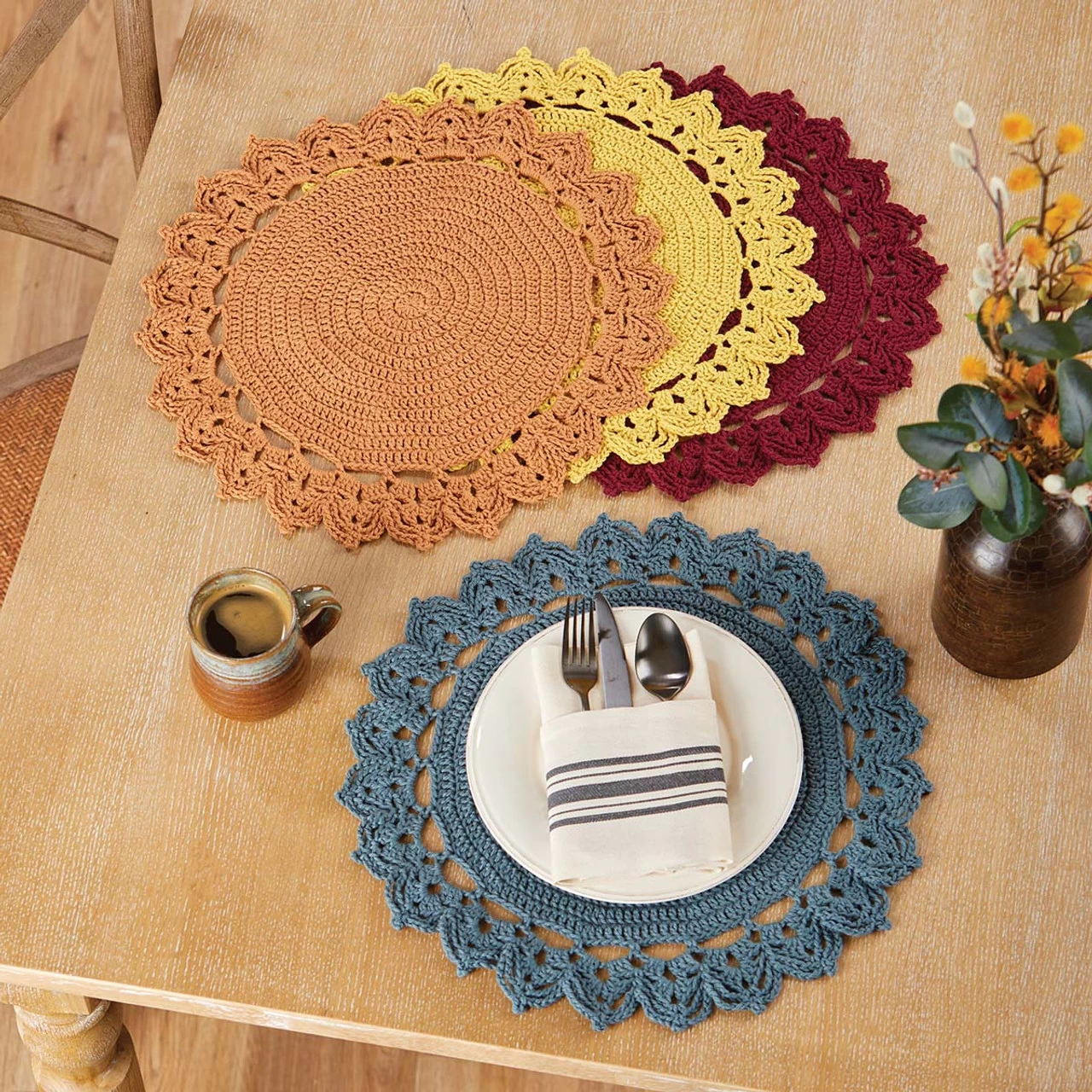 Willow Yarns Fall Colors Place Mats Crochet Kit 3 Willow Yarns Fall Colors Place Mats Crochet Kit