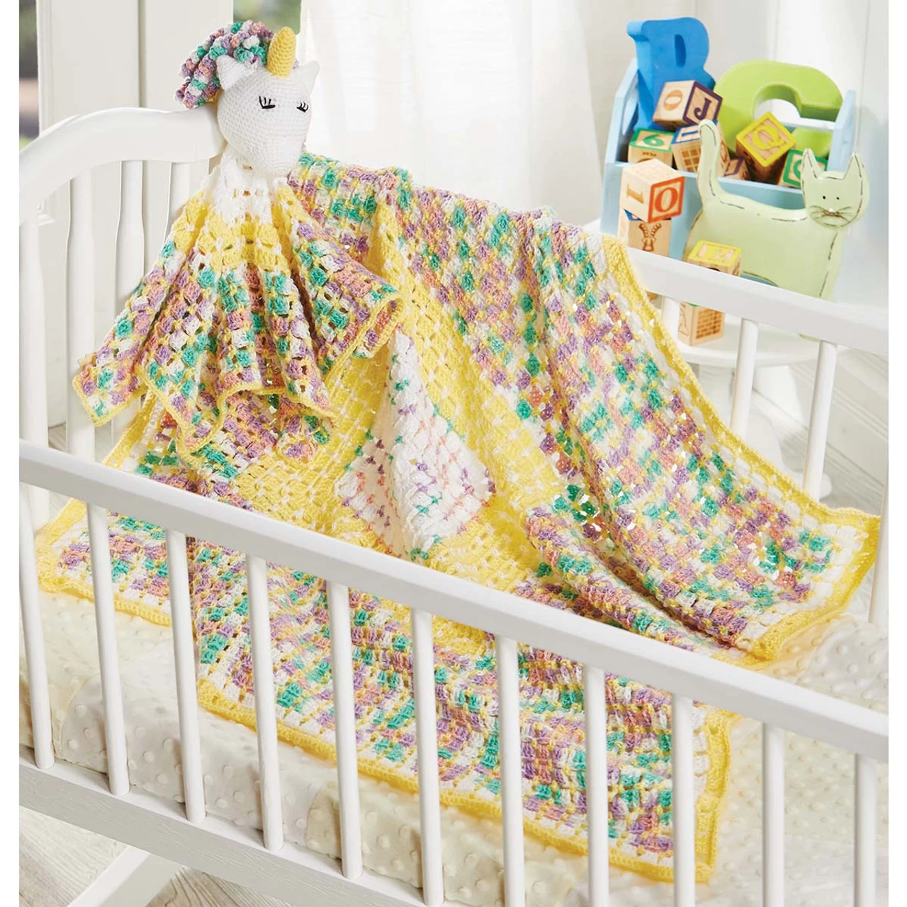 Herrschners Magic Unicorn Lovey & Blanket Kit 3 Herrschners Magic Unicorn Lovey & Blanket Kit