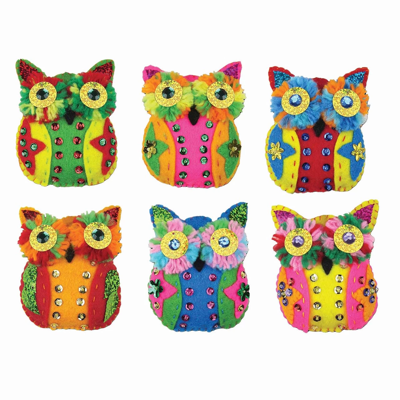 Design Works Colorful Owls Felt & Sequin Kit 3 Design Works Colorful Owls Felt & Sequin Kit