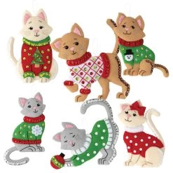 Bucilla Cats In Ugly Sweaters Felt & Sequin Kit
