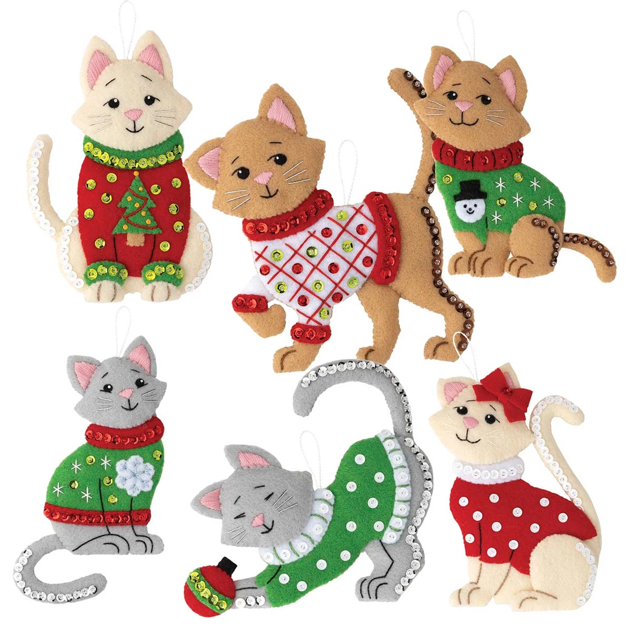 Bucilla Cats In Ugly Sweaters Felt & Sequin Kit 3 Bucilla Cats In Ugly Sweaters Felt & Sequin Kit