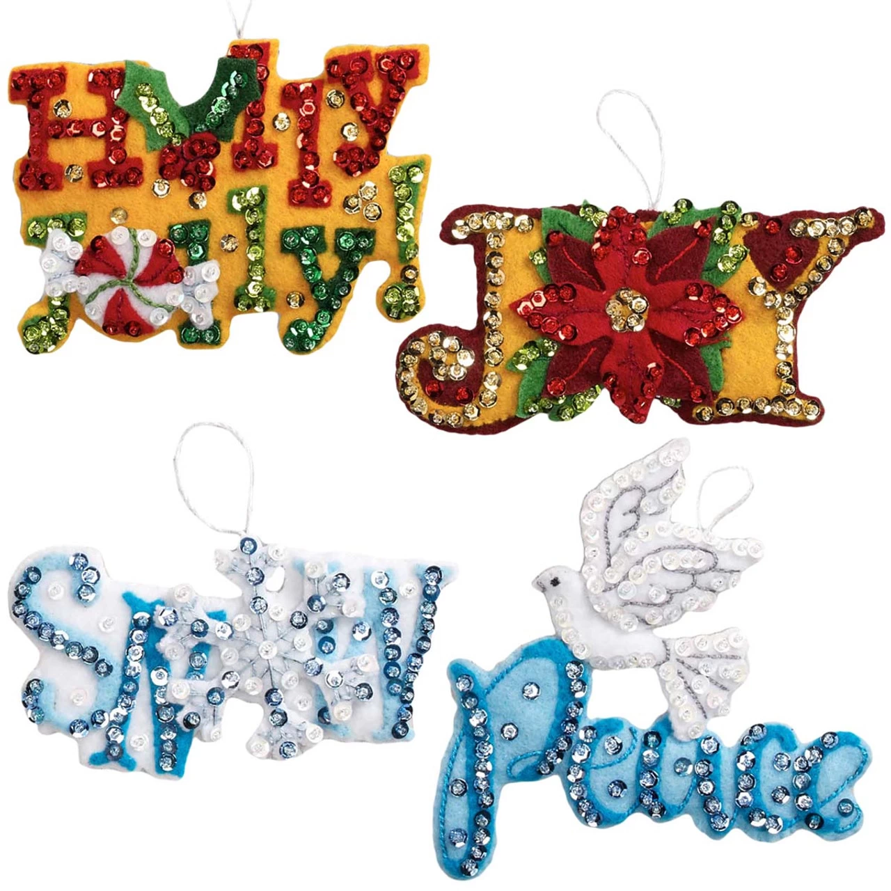 Bucilla Words For The Season Ornaments Felt & Sequin Kit 4 Bucilla Words For The Season Ornaments Felt & Sequin Kit - Image 2