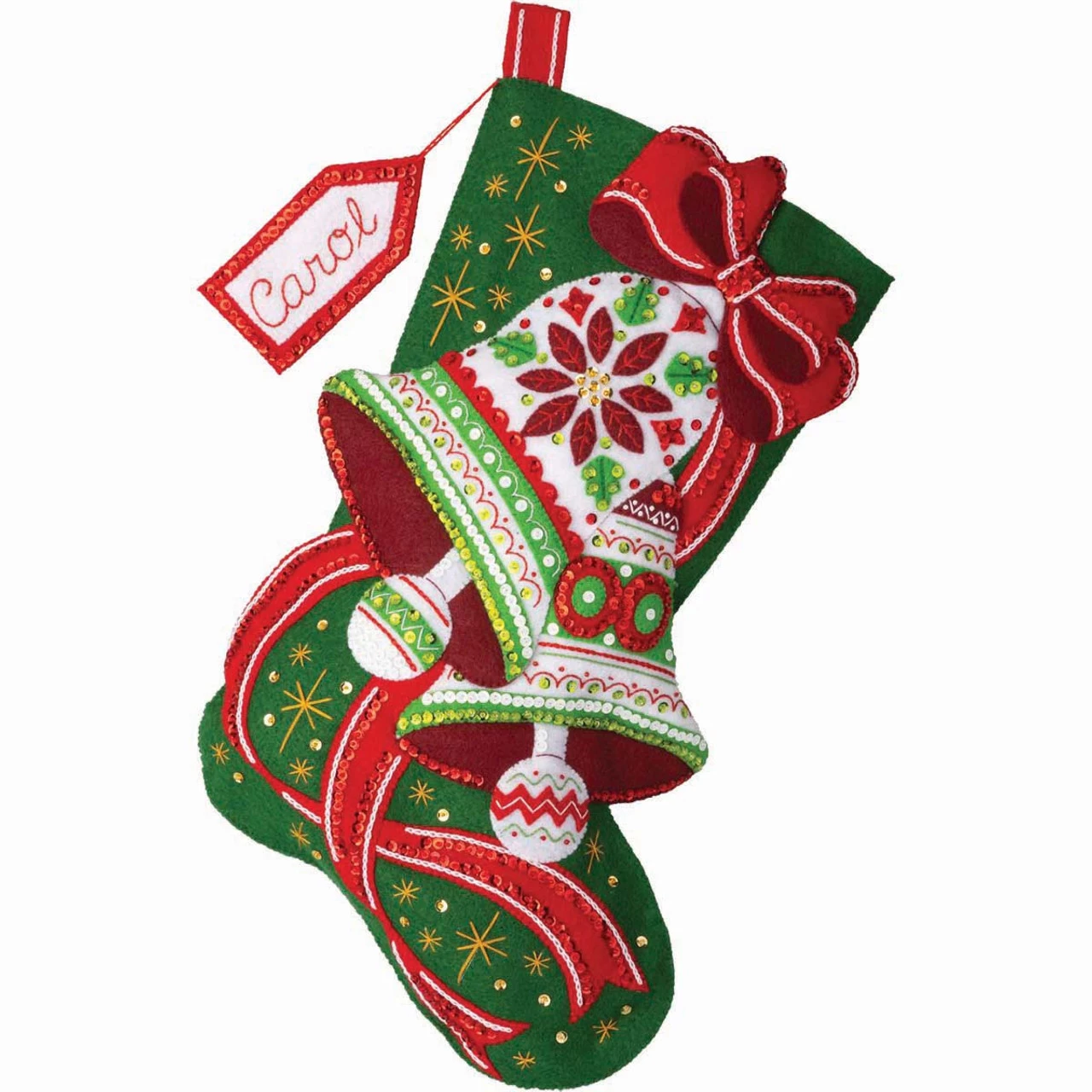 Bucilla Poinsettia Bells Stocking Kit 3 Bucilla Poinsettia Bells Stocking Kit