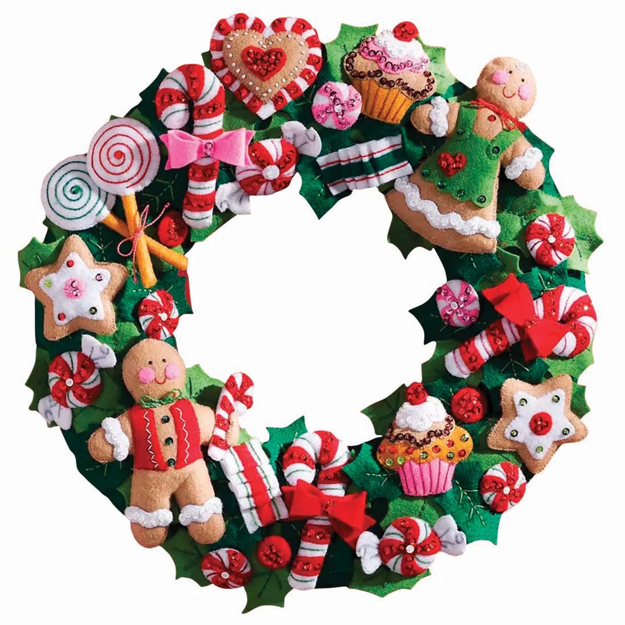 Bucilla Cookies & Candy Wreath Felt & Sequin Kit 3 Bucilla Cookies & Candy Wreath Felt & Sequin Kit