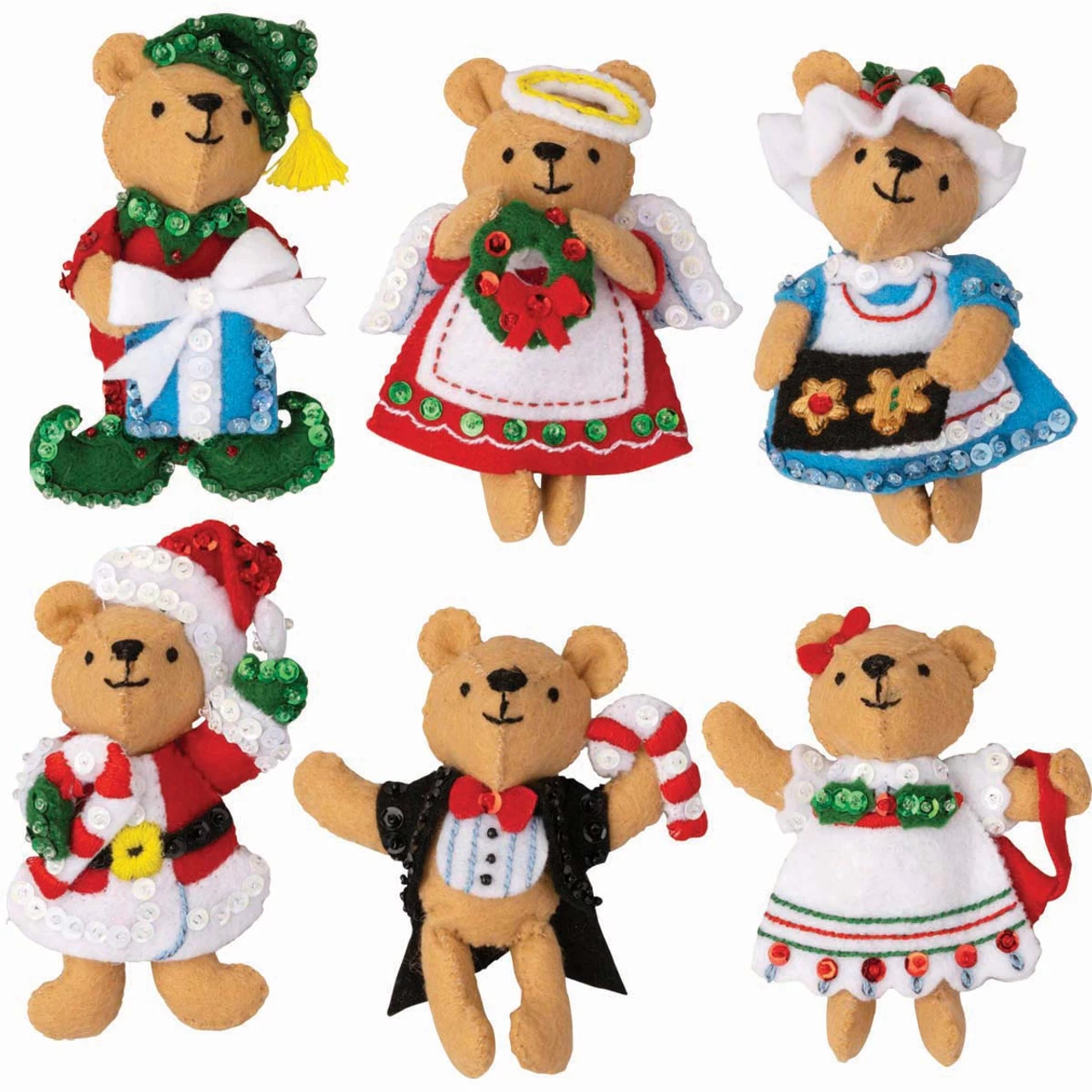 Bucilla Teddy Bear Traditions Felt & Sequin Kit 3 Bucilla Teddy Bear Traditions Felt & Sequin Kit