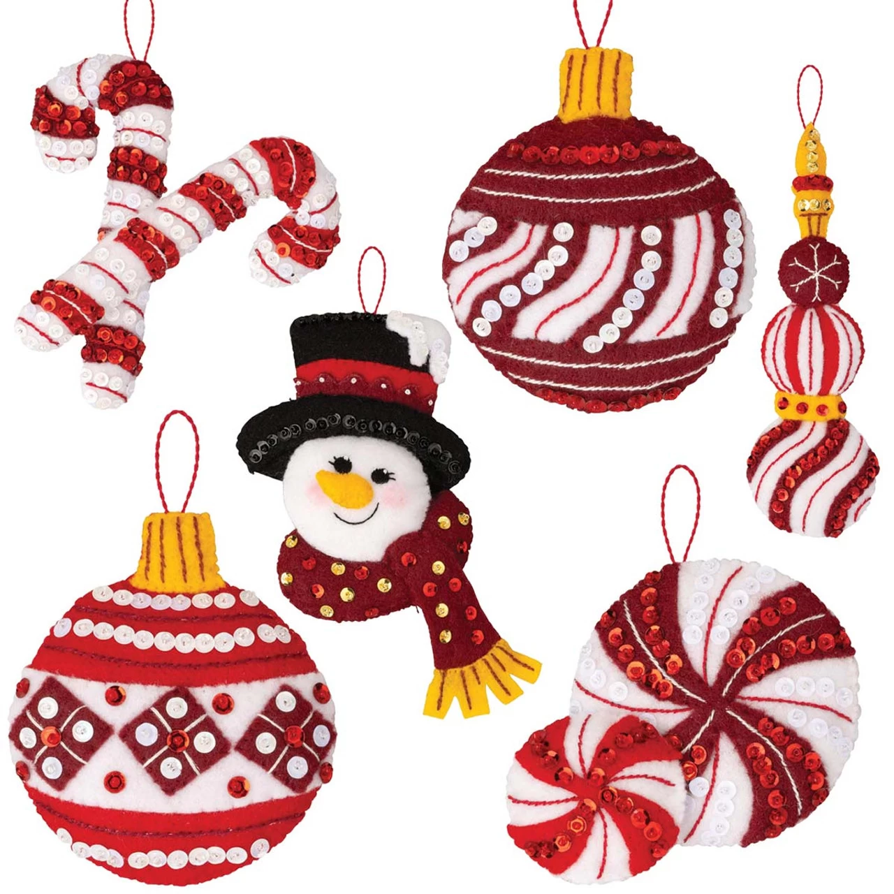 Bucilla Snowman’s Peppermint Collection Felt & Sequin Kit 3 Bucilla Snowman’s Peppermint Collection Felt & Sequin Kit