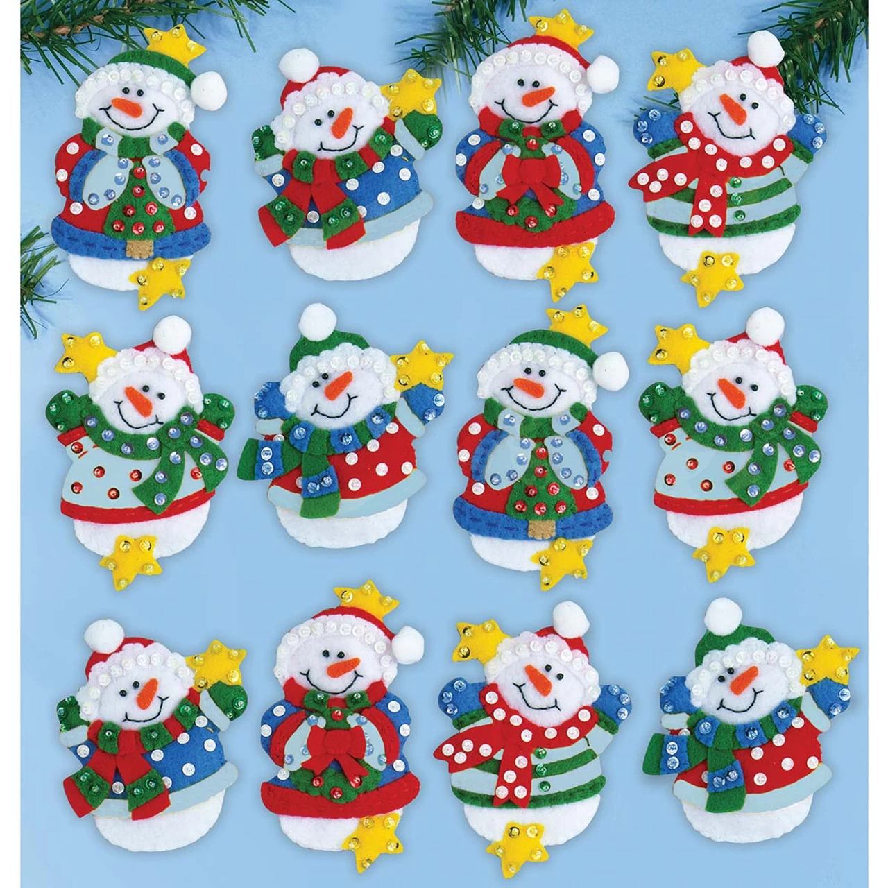 Design Works Snowman & Stars Felt & Sequin Kit 3 Design Works Snowman & Stars Felt & Sequin Kit