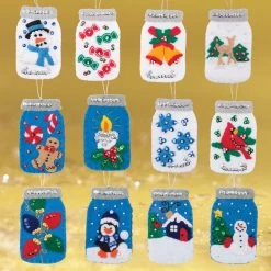 Christmas Mason Jars I & II Felt & Sequin Kit