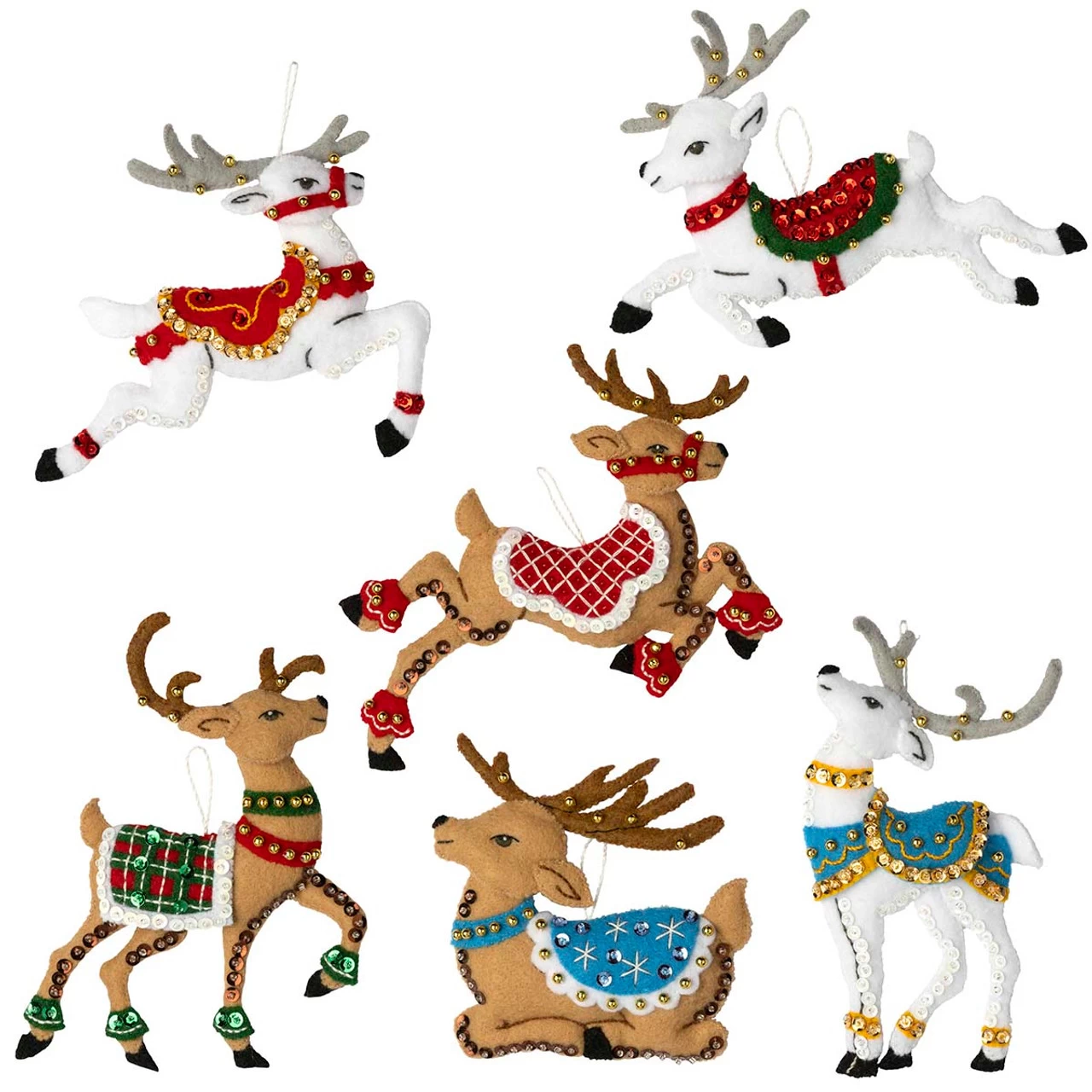Bucilla Festive Reindeers Felt & Sequin Kit 3 Bucilla Festive Reindeers Felt & Sequin Kit