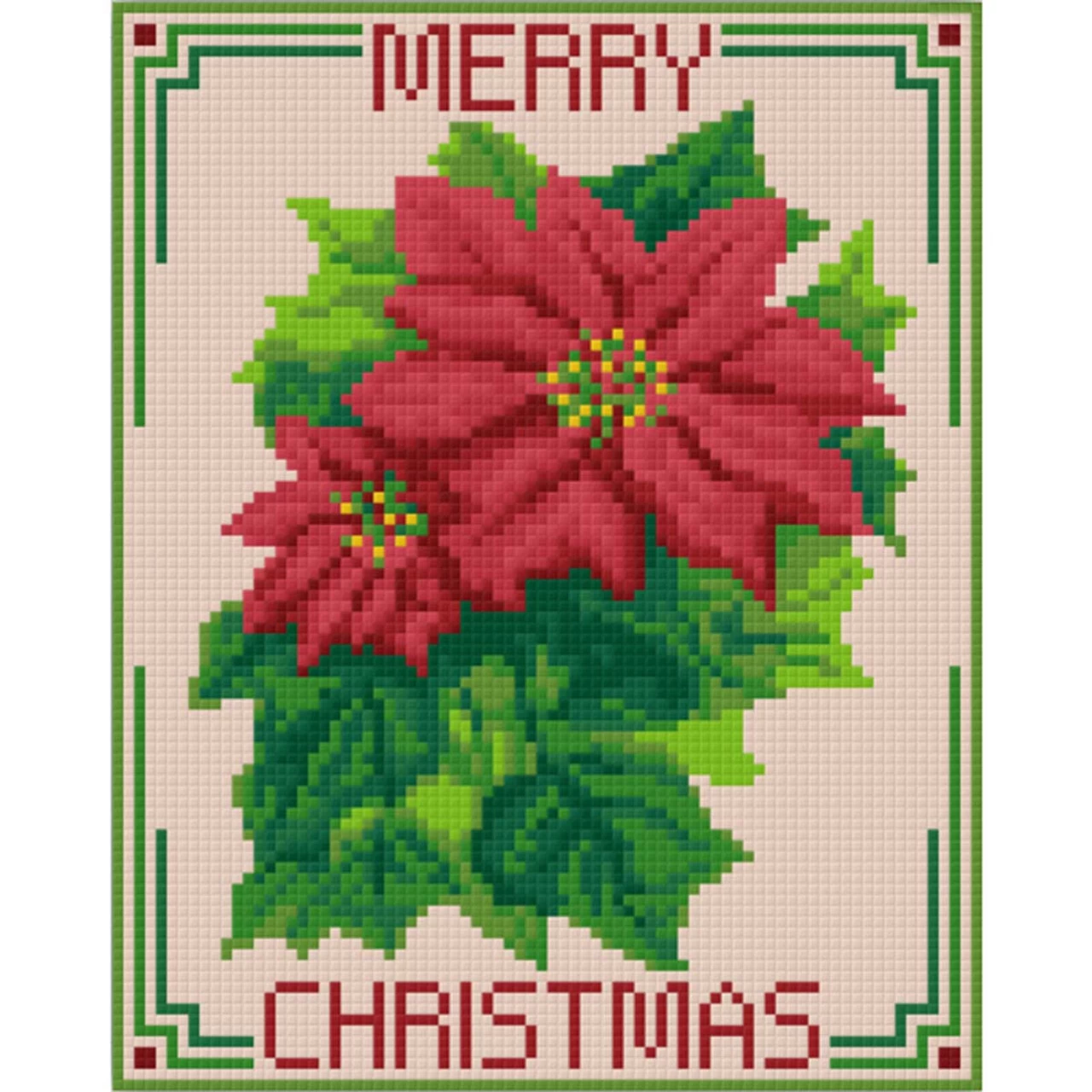 PixelHobby Merry Christmas-Poinsettia Mosaic Art Kit 3 PixelHobby Merry Christmas-Poinsettia Mosaic Art Kit