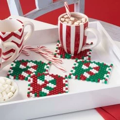 Herrschners Candy Cane Coasters Pony Bead Kit