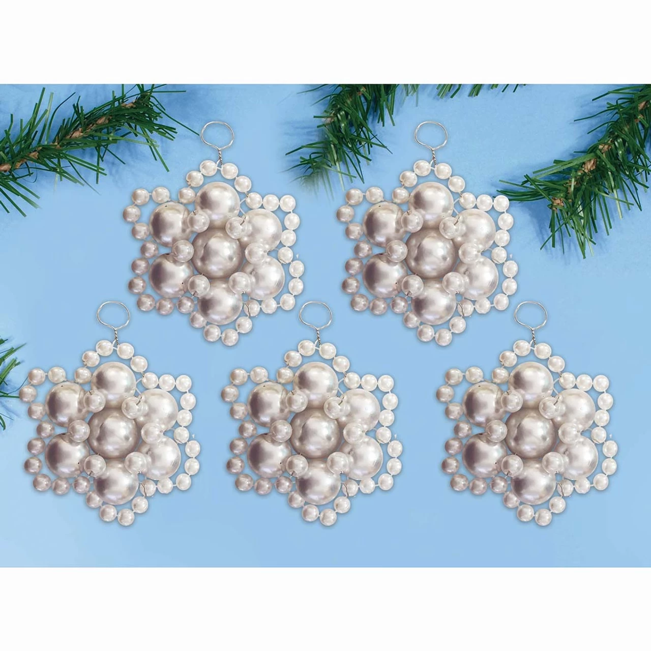 Design Works Frosty Flowers Pearl Ornament Kit 3 Design Works Frosty Flowers Pearl Ornament Kit