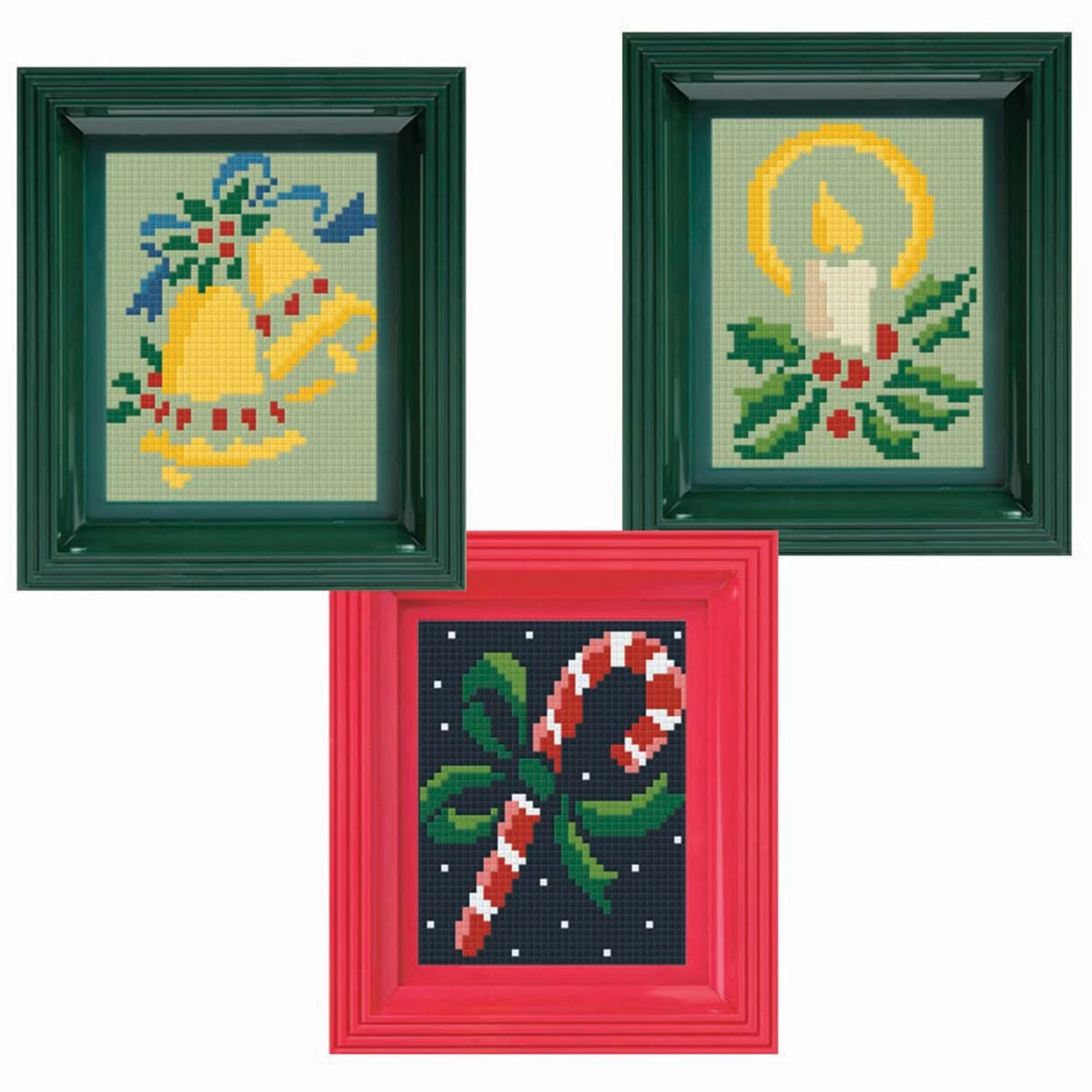 PixelHobby Bells, Candy Cane & Candle, Set Of 3 Mosaic Art Kit 3 PixelHobby Bells, Candy Cane & Candle, Set Of 3 Mosaic Art Kit