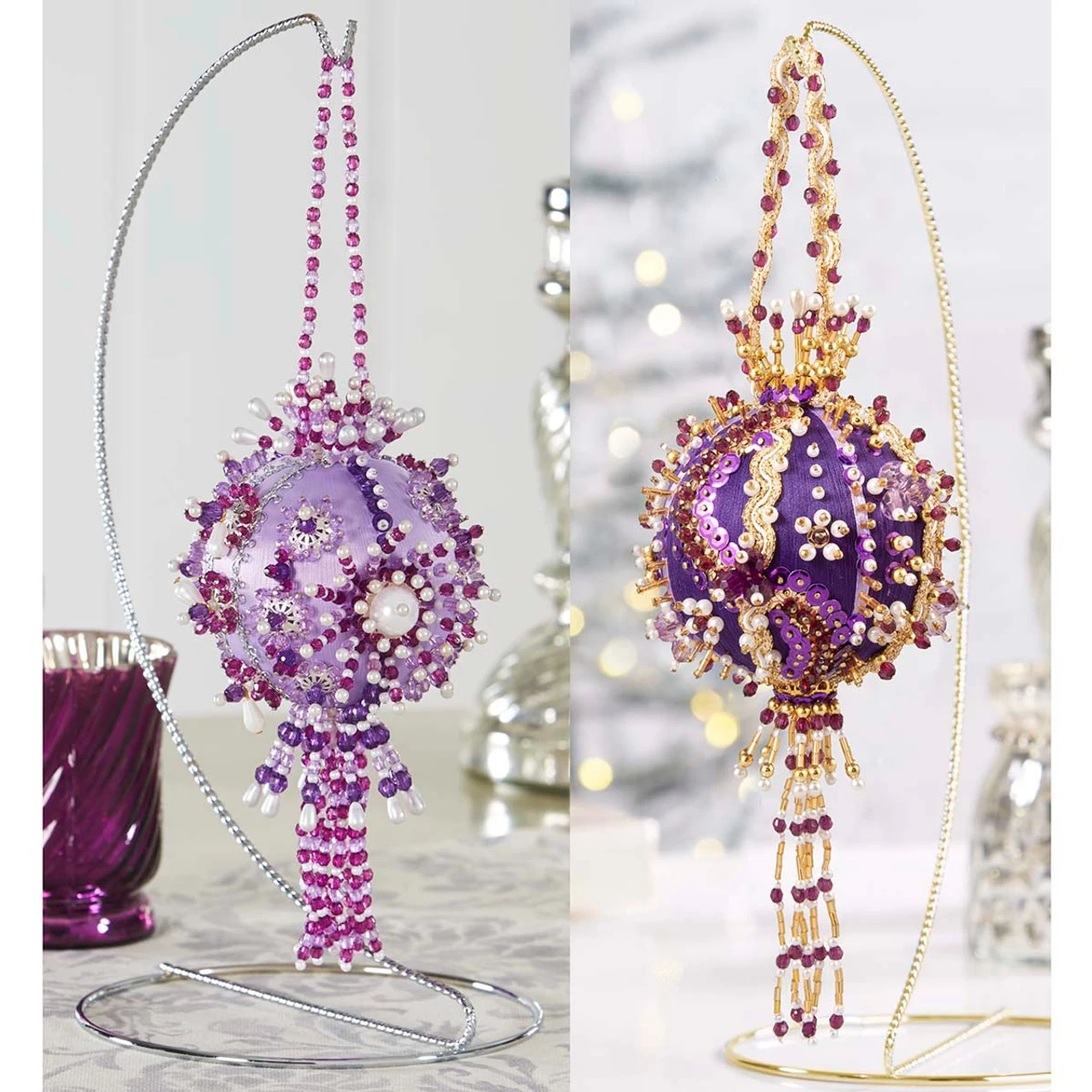 Herrschners Collectors Ornament Pair - Purples Ornament Kit 3 Herrschners Collectors Ornament Pair - Purples Ornament Kit