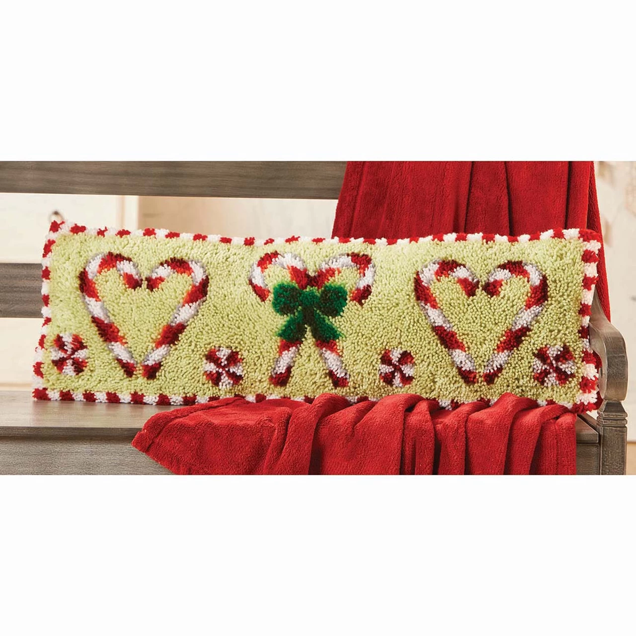 Herrschners Peppermint Bench Pillow Latch Hook Kit 3 Herrschners Peppermint Bench Pillow Latch Hook Kit