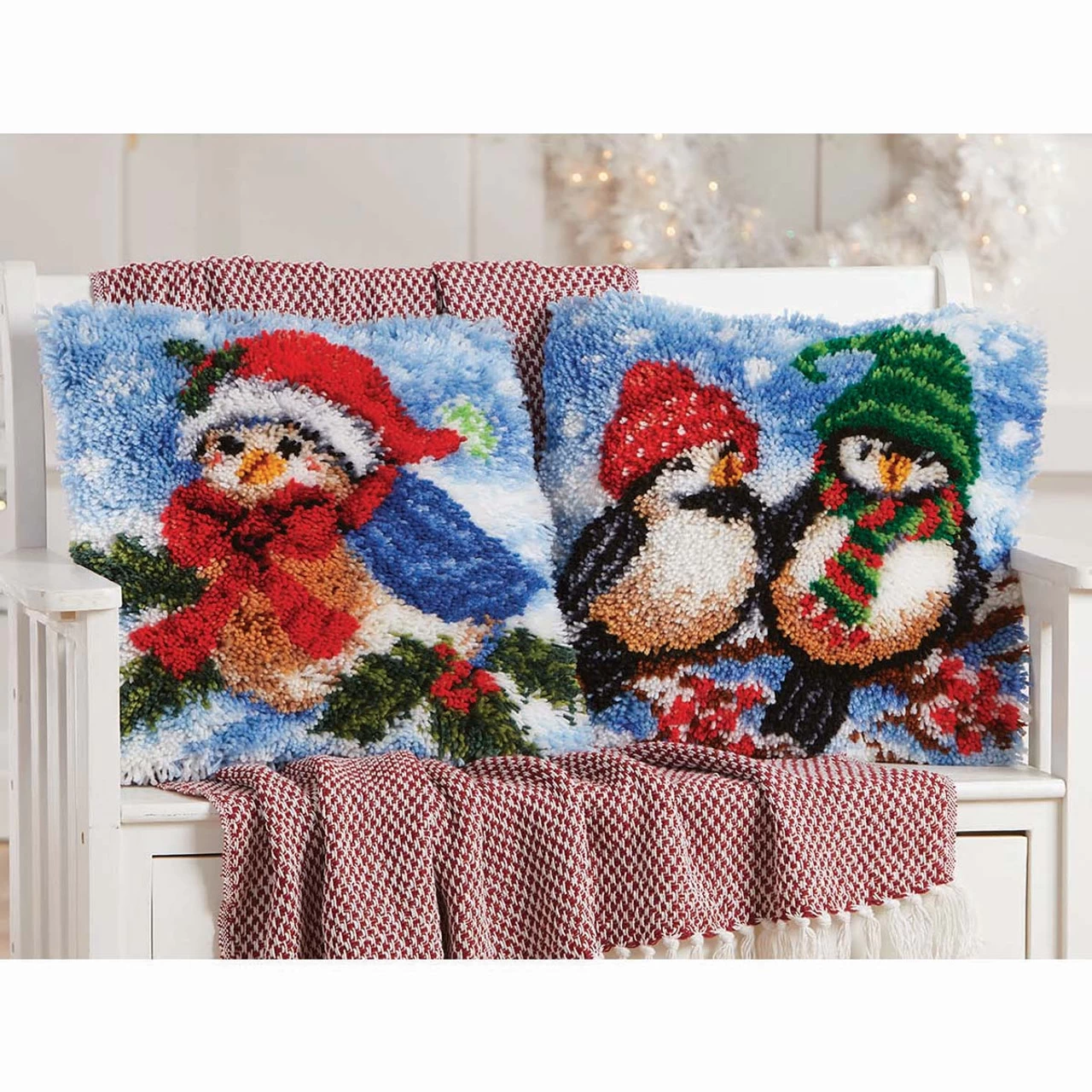 Herrschners Santa & Winter Tweets, Set Of 2 Latch Hook Kit 3 Herrschners Santa & Winter Tweets, Set Of 2 Latch Hook Kit