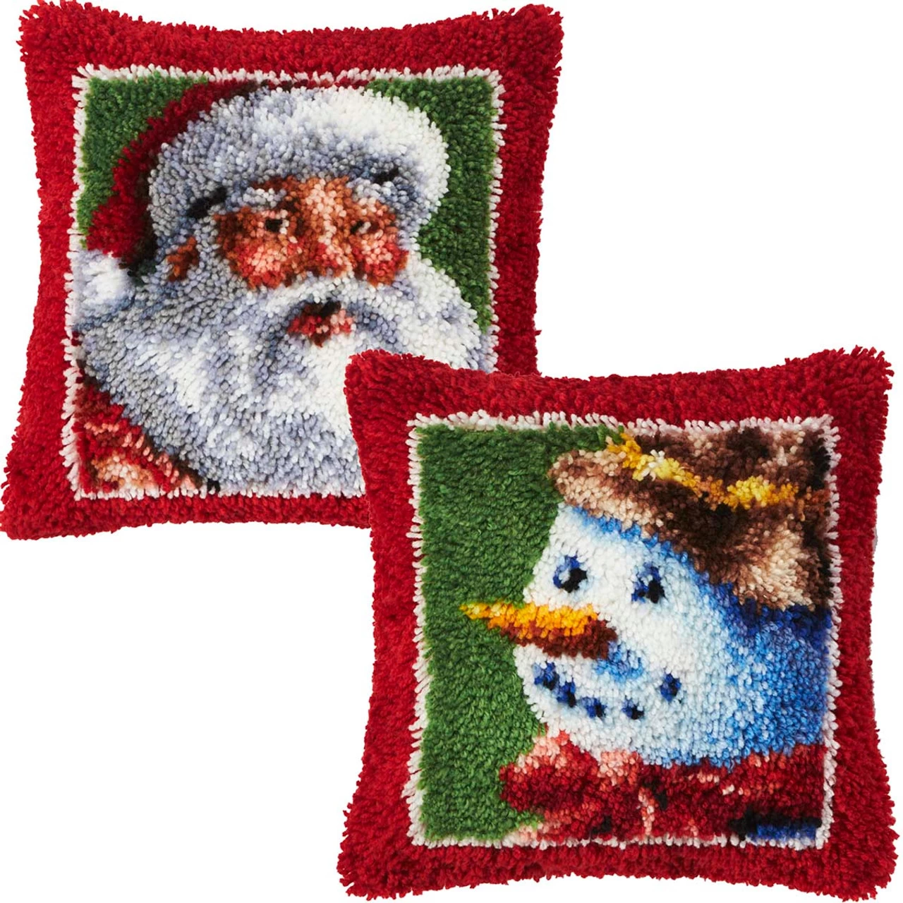 Herrschners Santa & Snowman Fever Pillow, Set Of 2 Latch Hook Kit 3 Herrschners Santa & Snowman Fever Pillow, Set Of 2 Latch Hook Kit