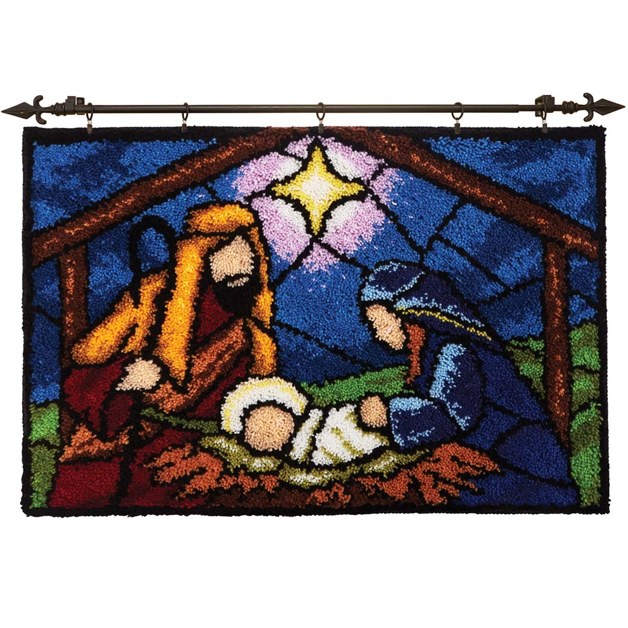Herrschners Stained Glass Nativity Latch Hook Kit 3 Herrschners Stained Glass Nativity Latch Hook Kit