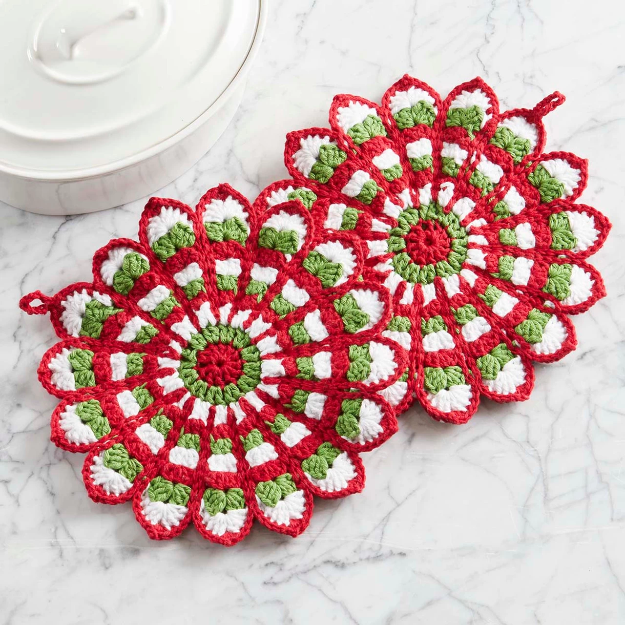 Village Yarn Mistletoe Mandala Trivets Crochet Kit 3 Village Yarn Mistletoe Mandala Trivets Crochet Kit
