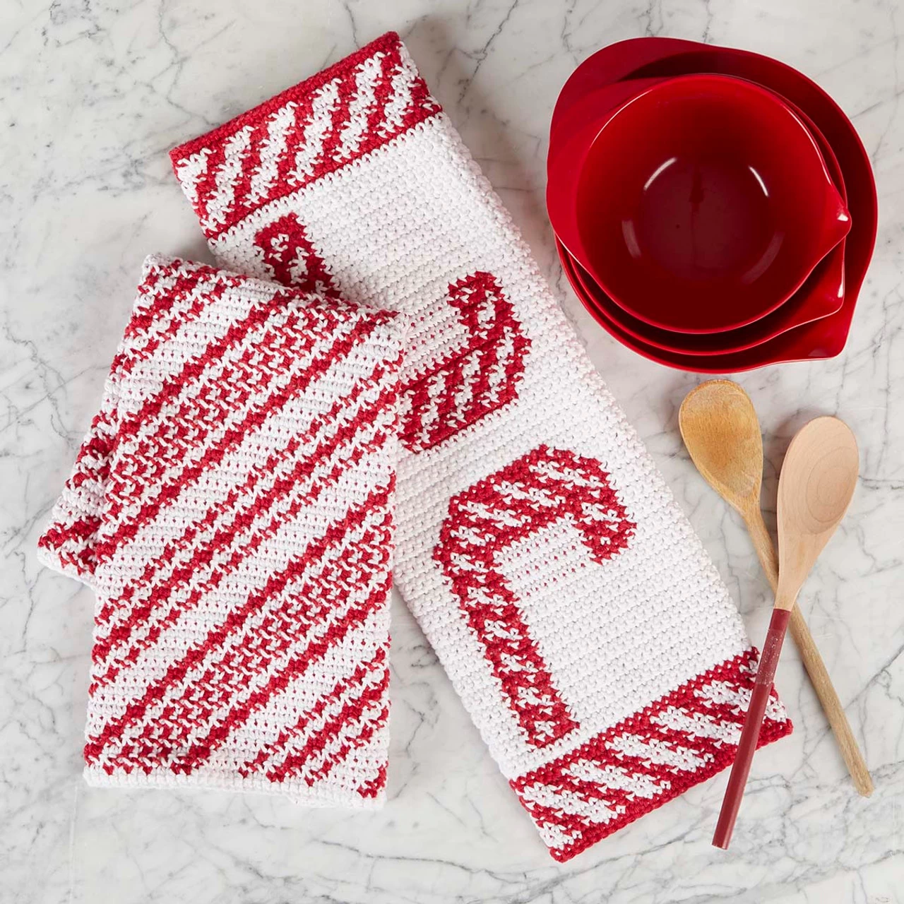 Herrschners Candy Cane Lane Dish Towels Crochet Kit 3 Herrschners Candy Cane Lane Dish Towels Crochet Kit
